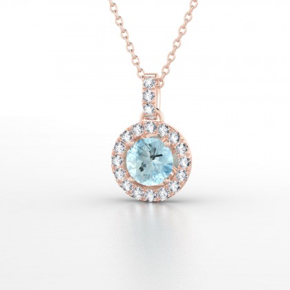 Aurélia Pendentif Aigue-marine en Or rose