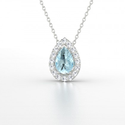 Barbara Pendentif Aigue-marine en Or blanc 18k