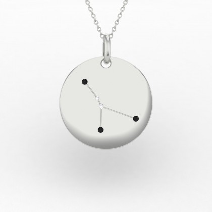 Cancer Pendentif Diamant noir en Or blanc 18k