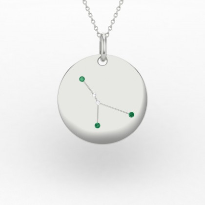 Cancer Pendentif Emeraude en Or blanc 18k