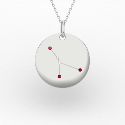 Cancer Pendentif Rubis en Or blanc 18k