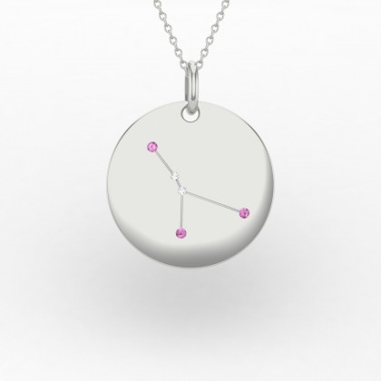 Cancer Pendentif Saphir rose en Or blanc 18k