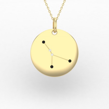 Cancer Pendentif Diamant noir en Or jaune 18k