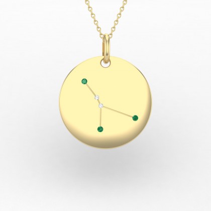 Cancer Pendentif Emeraude en Or jaune 18k