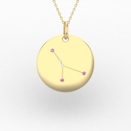 Cancer Pendentif Saphir rose en Or jaune 18k
