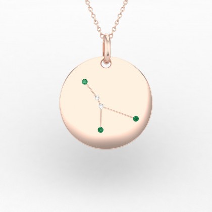 Cancer Pendentif Emeraude en Or rose 18k