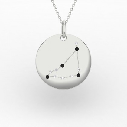 Capricorn Pendentif Diamant noir en Or blanc 18k