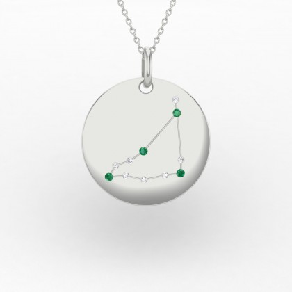 Capricorn Pendentif Emeraude en Or blanc 18k