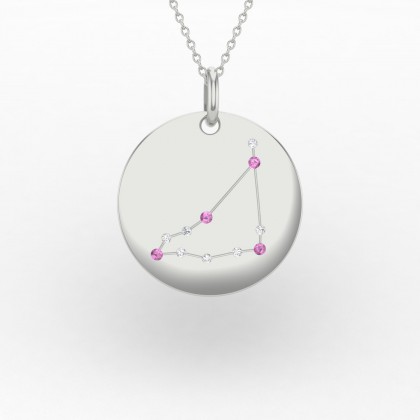 Capricorn Pendentif Saphir rose en Or blanc 18k