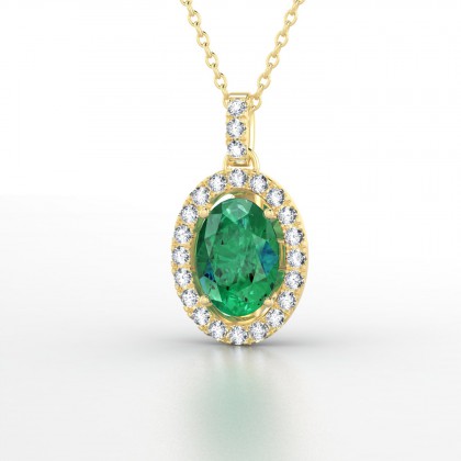 Célestine Pendentif Emeraude en Or jaune 18k