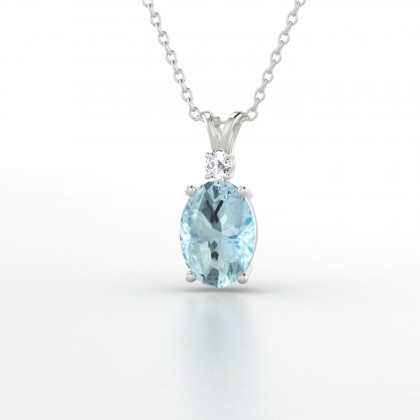 Charlène Pendentif Aigue-marine en Argent 925