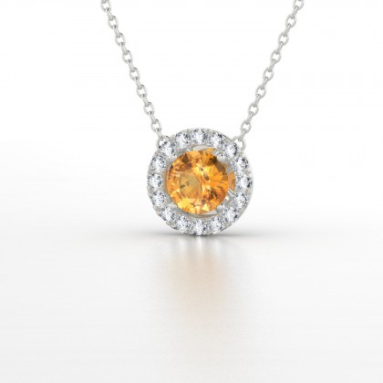 Cléa Pendentif Citrine en Or blanc 18k