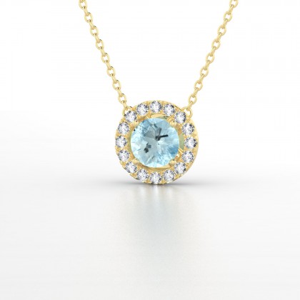 Cléa Pendentif Aigue-marine en Or jaune 18k