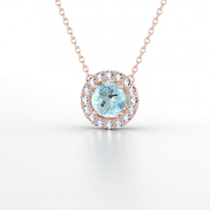 Cléa Pendentif Aigue-marine en Or rose 18k
