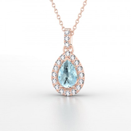 Clélia Pendentif Aigue-marine en Or rose 18k