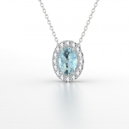 Clothilde Pendentif Aigue-marine en Argent 925