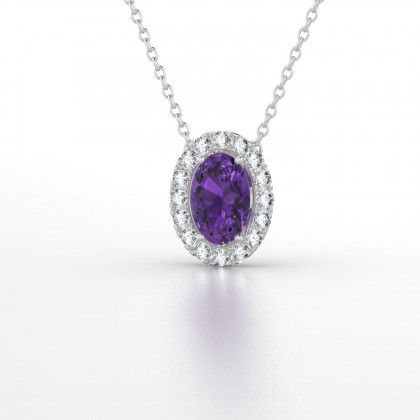 Clothilde Pendentif Améthyste en Or blanc 18k