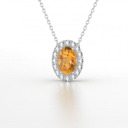 Clothilde Pendentif Citrine en Or blanc 18k