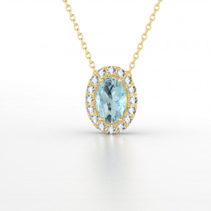 Clothilde Pendentif Aigue-marine en Or jaune 18k
