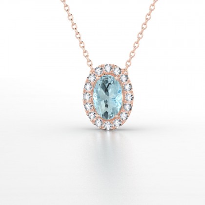 Clothilde Pendentif Aigue-marine en Or rose 18k