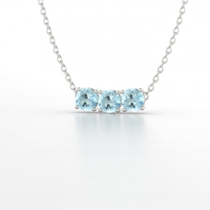Clymène Pendentif Aigue-marine en Or blanc 18k