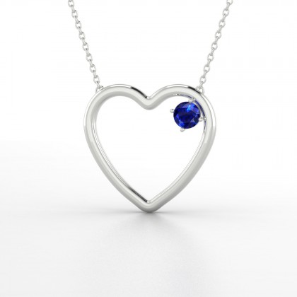 Cupidon Pendentif Saphir en Or blanc 18k