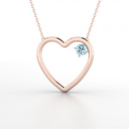 Cupidon Pendentif Aigue-marine en Or rose 18k