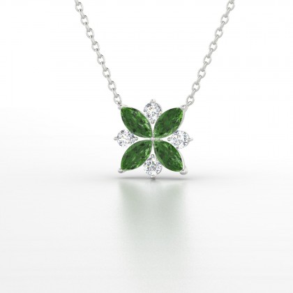 Daria Pendentif Marquises Tourmaline en Or blanc 18k