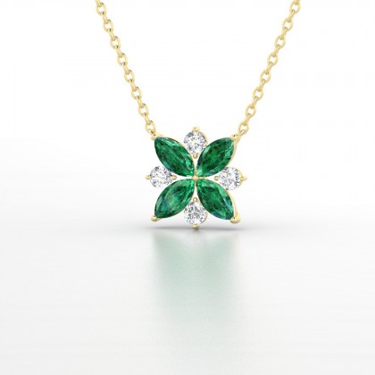 Daria Pendentif Marquises Emeraude en Or jaune 18k
