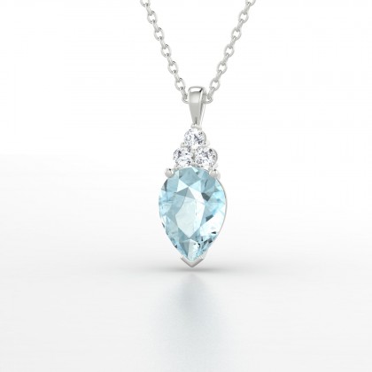 Divine Pendentif Aigue-marine en Argent 925
