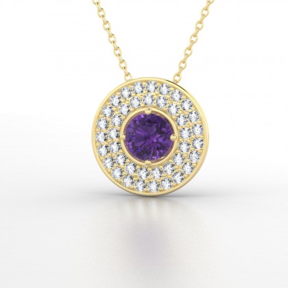 Galaxie Pendentif Améthyste en Or jaune 18k