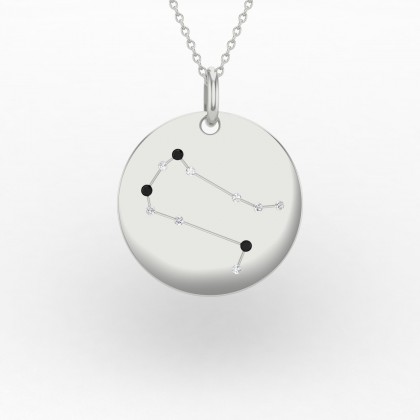 Gemini Pendentif Diamant noir en Or blanc 18k