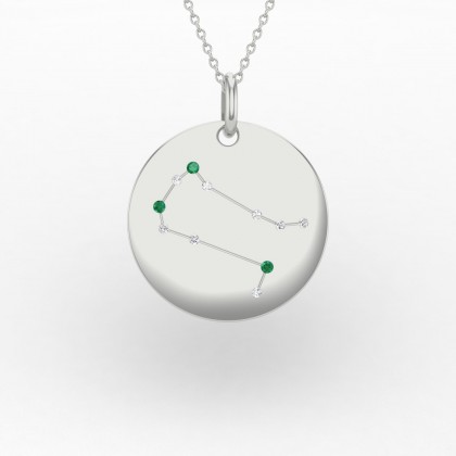 Gemini Pendentif Emeraude en Or blanc 18k