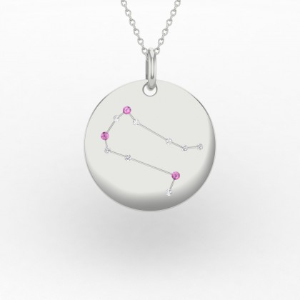 Gemini Pendentif Saphir rose en Or blanc 18k