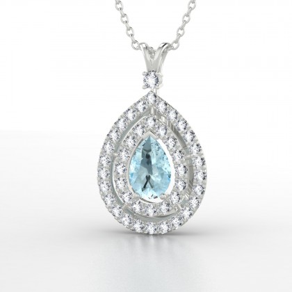 Gervaise Pendentif Aigue-marine en Argent 925