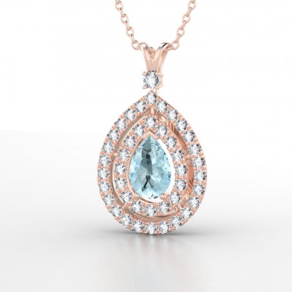 Gervaise Pendentif Aigue-marine en Or rose 18k