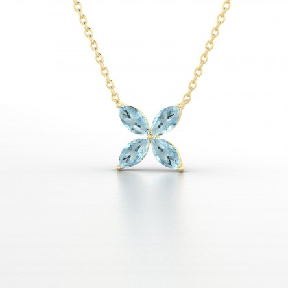 Gigi Pendentif Marquises Aigue-marine en Or jaune 18k