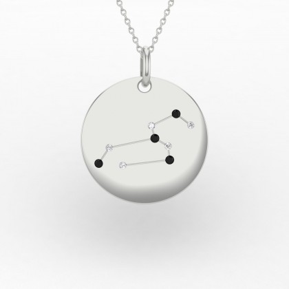 Leo Pendentif Diamant noir en Or blanc 18k