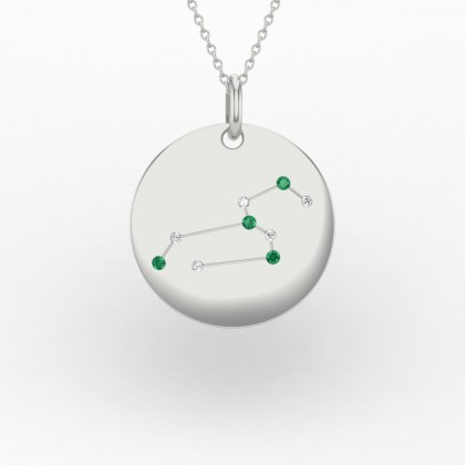 Leo Pendentif Emeraude en Or blanc 18k