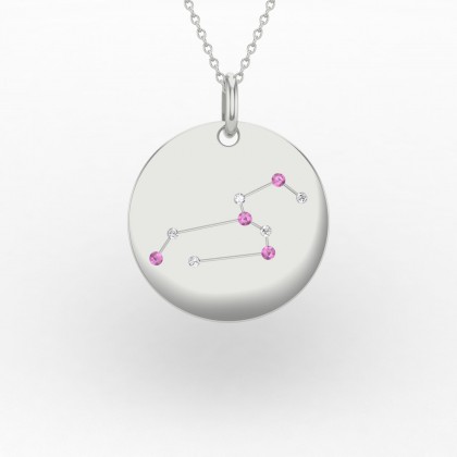 Leo Pendentif Saphir rose en Or blanc 18k