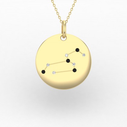 Leo Pendentif Diamant noir en Or jaune 18k