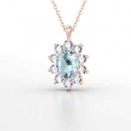 Léon Pendentif Aigue-marine en Or rose 18k