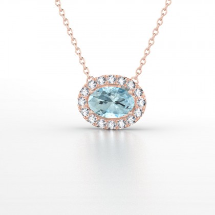 Léonie Pendentif Aigue-marine en Or rose 18k