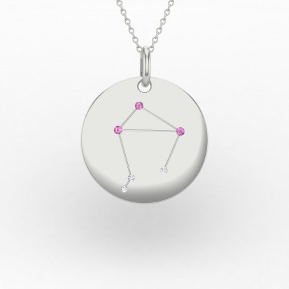 Libra Pendentif Saphir rose en Or blanc 18k