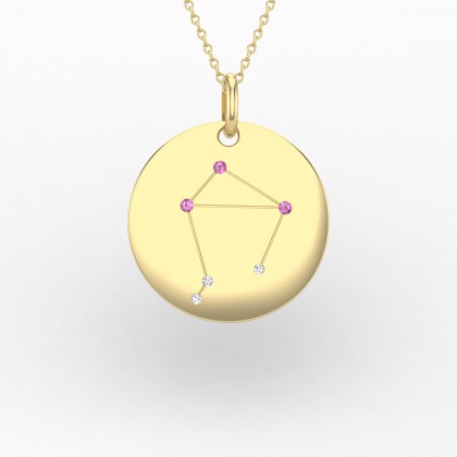 Libra Pendentif Saphir rose en Or jaune 18k