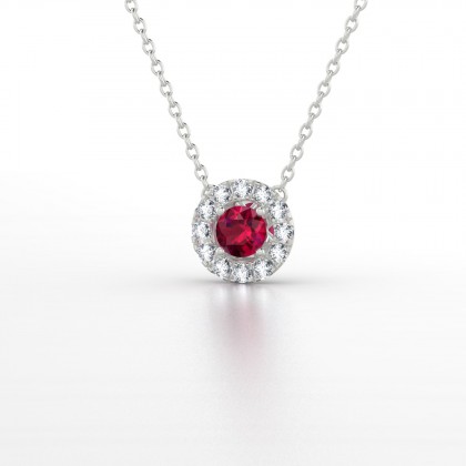 Marie Noelle Pendentif Rubis en Or blanc 18k