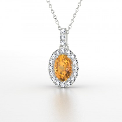 Mariette Pendentif Citrine en Or blanc 18k