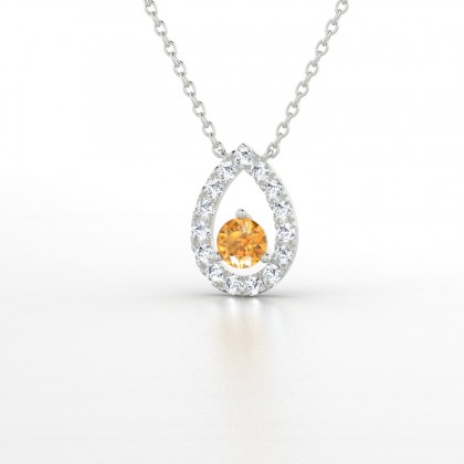Odette Pendentif Citrine en Or blanc 18k