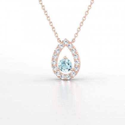 Odette Pendentif Aigue-marine en Or rose 18k