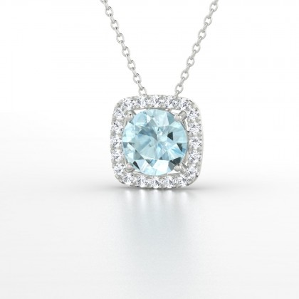 Phénoménal Pendentif Aigue-marine en Argent 925